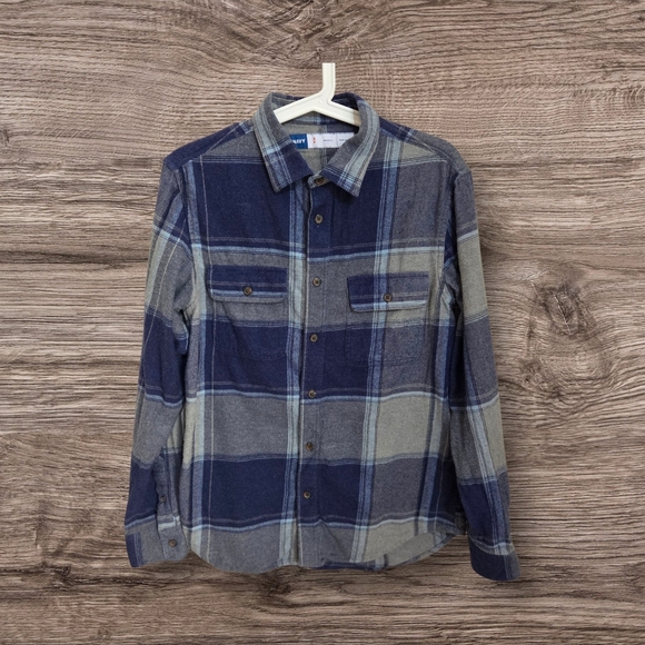 ⭐️Old Navy Mens Blue and Gray Casual Button Down Flannel Shirt Size Small - Picture 1 of 6
